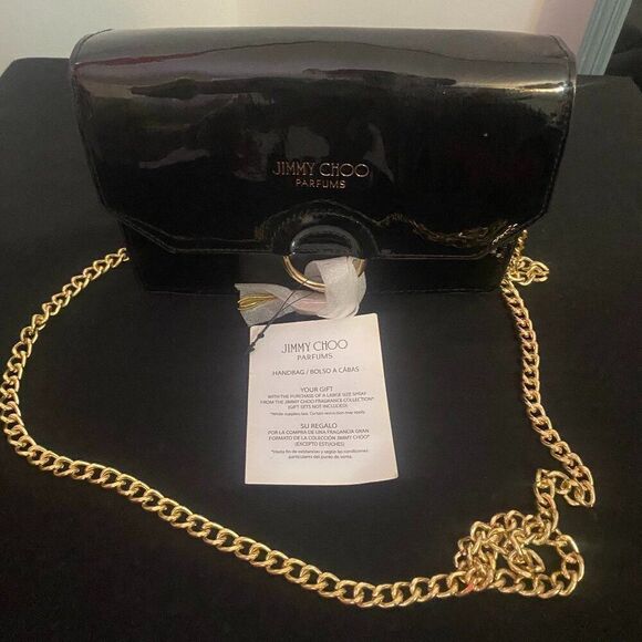 Jimmy Choo Black Vinyl Parfums crossbody handbag - Picture 1 of 6
